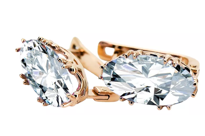 Earrings Vintage craft Zircon Original Vintage 14K Rose Gold vec021r